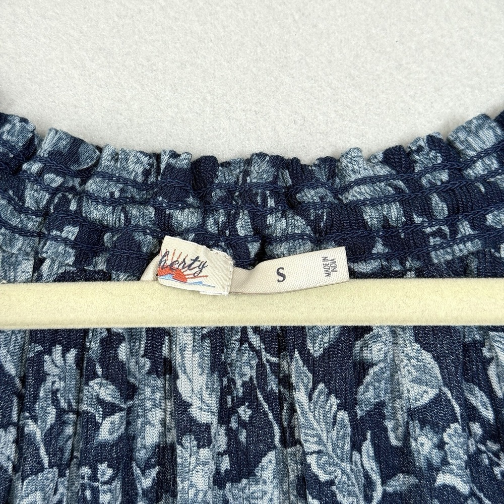Faherty Top Womens Small Emery Blouse Blue Esna Floral Peasant Relaxed Smocked - Picture 4 of 11